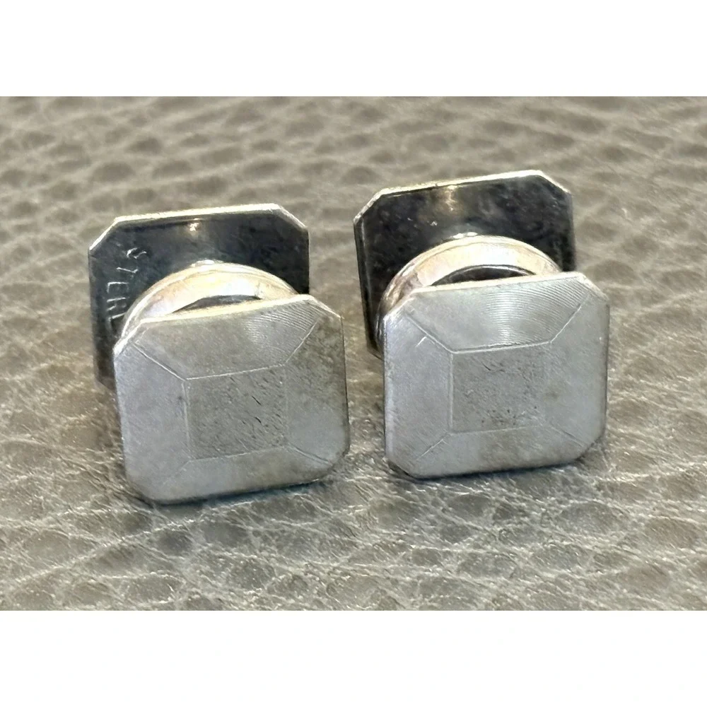 Vintage B&W Co Kum-A-Part Art Deco Sterling Silver Top Snap Cufflinks Pat 1923